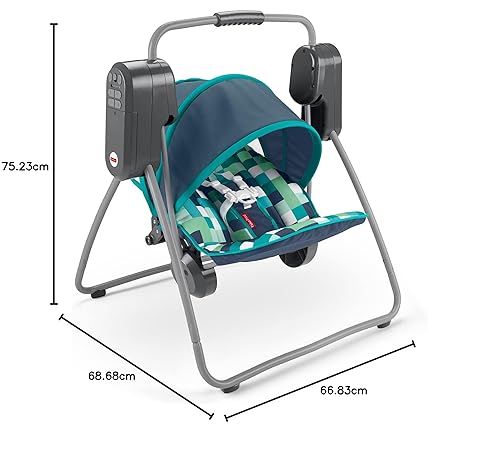 Miniatura 11 de Fisher-Price Columpio para llevar – Pixel Forest, asiento de bebé con toldo que se pliega fácilmente para viajar