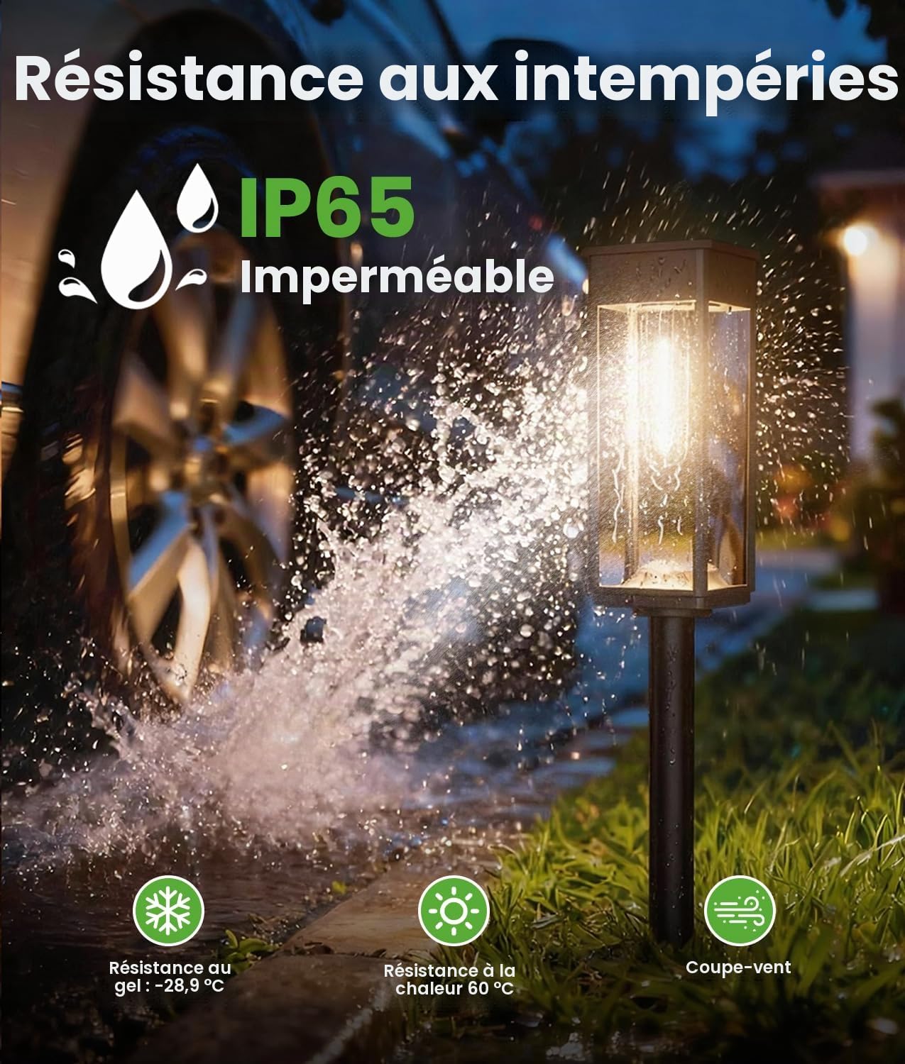 BITPOTT Lampes Solaires Extérieur Jardin Lot de 6 IP65 Étanche Solaire de Jardin Décoration Chemin Balcon Terrasse Pelouse Blanc Chaud