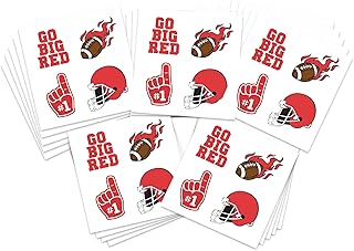 Sports Spirit Temporary Tattoos / 100 Mini Team & School Spirit Designs/Skin Safe/Removable (Red Finger)