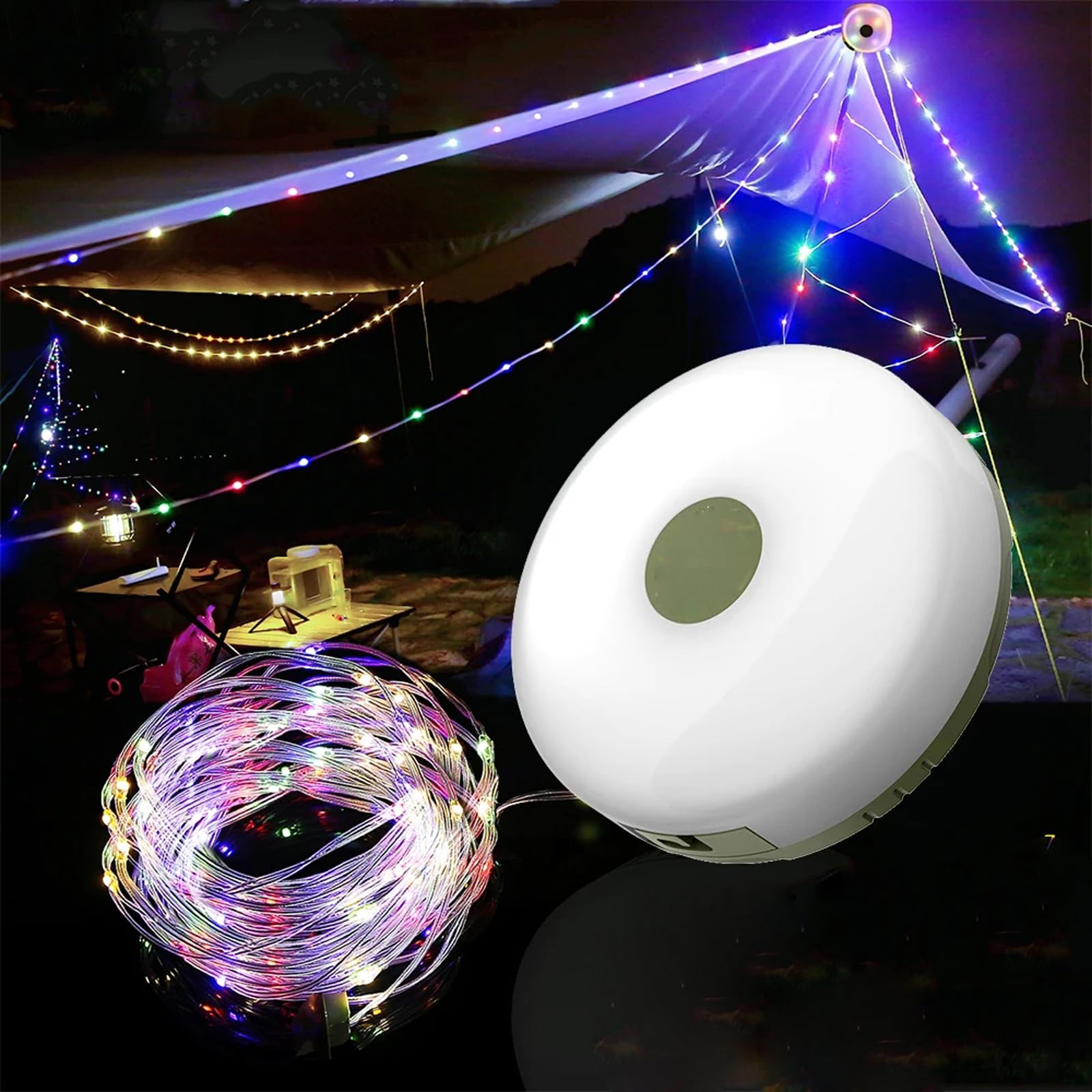 Olipiter Luci Da Campeggio 2 In 1 – Stringa LED 10m E Lanterna Portatile, Ricaricabile USB, Impermeabile IPX4, 3 Modalità Per Esterno - 2