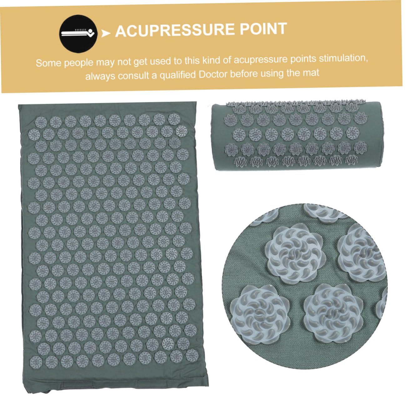 VALICLUD Juego de 2 Esterillas de Masaje de Acupresión con Almohada, Material de Algodón y Abs, Ligeras, Lavables Bolsa para Yoga y Relajación