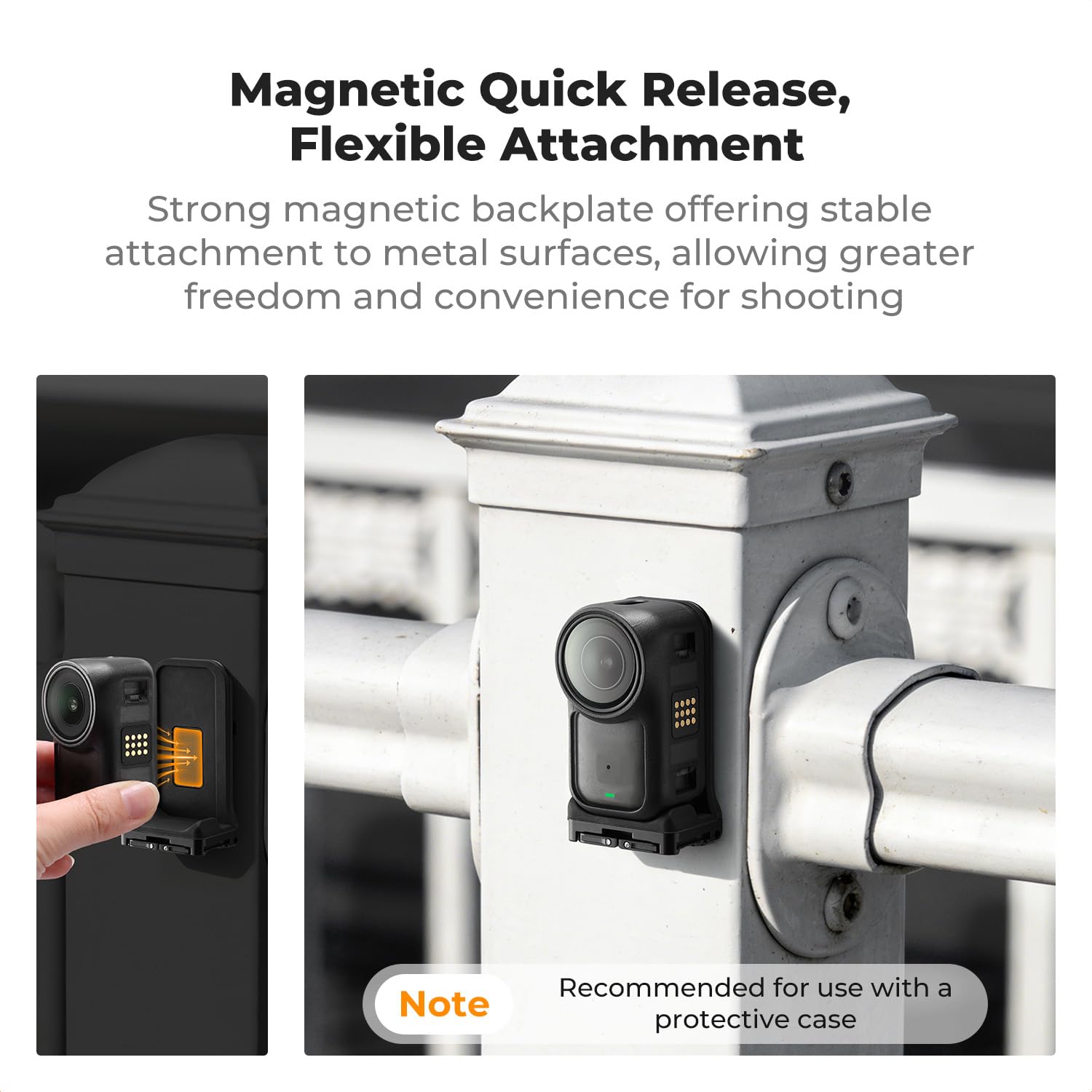 K&F CONCEPT Adaptateur de Prise de Vue Verticale magnétique pour DJI Osmo Nano/Xtra Atto, Support magnétique Double Griffe Pliable, connecteur à vis 1/4", Support POV sans Les Mains pour Le vlogging