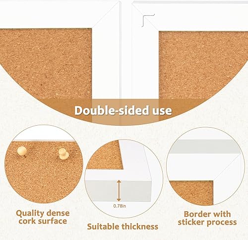 Miniatura 2 de Tablero de corcho de doble cara para pared, tablero de anuncios pequeño con marco de madera colgante de 16 x 12 pulgadas, tablero de visión de