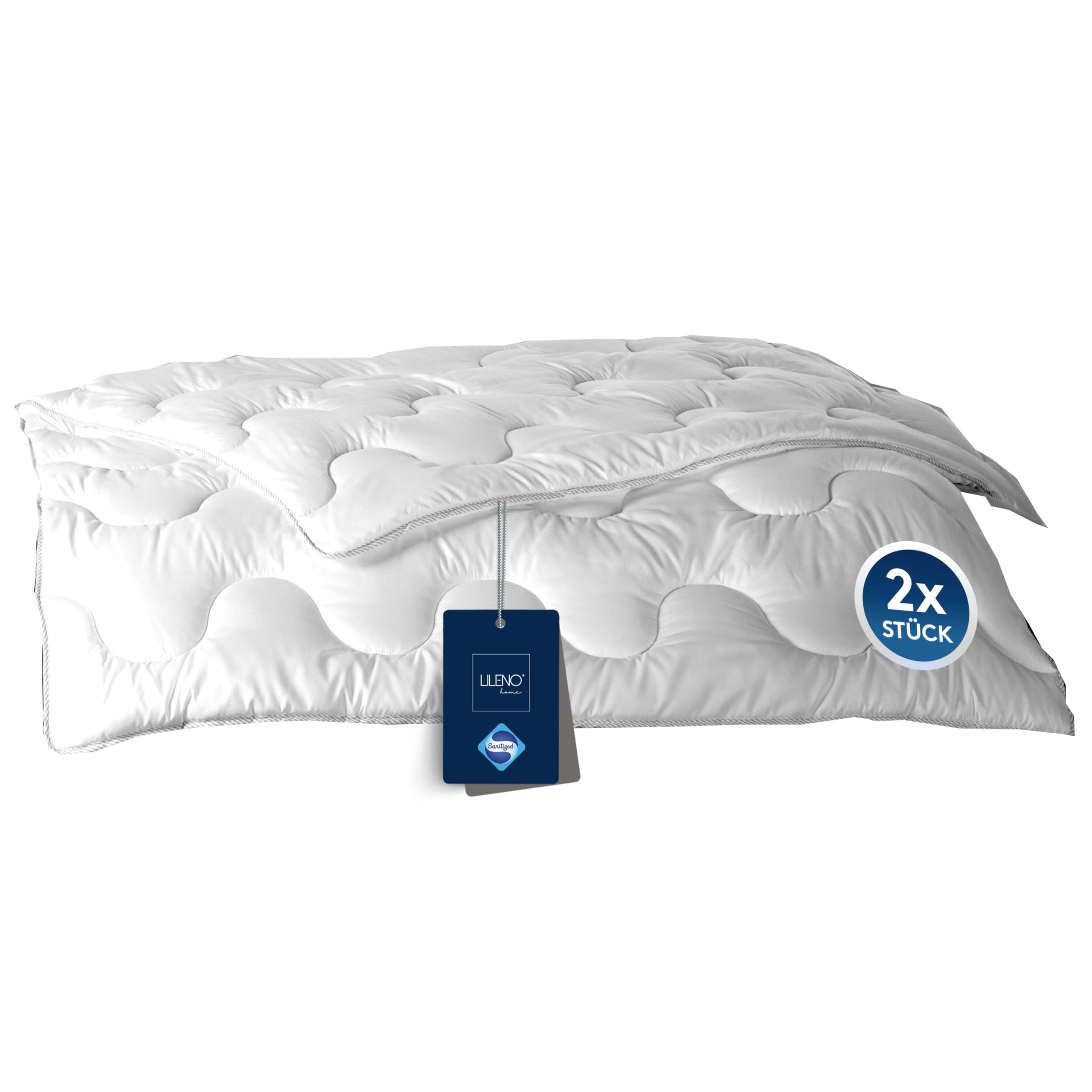 LILENO HOME Bettdecke 135x200 cm [2er Set] - Ganzjahres Bettdecke - Sommer Winter Bett Decke Kochfest bis 95° C - Allergiker Ganzjahresdecke