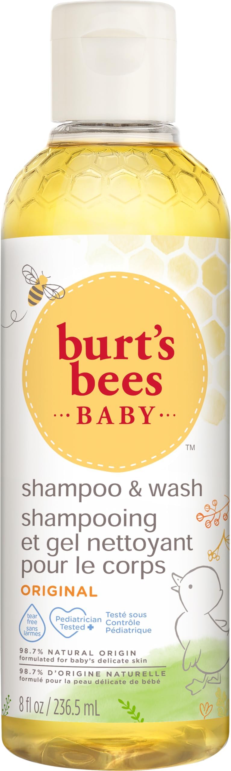 Burt's Bees Baby Shampoo and Wash | Gentle Tear-Free Hair and Body Cleanser | Pediatrician-Tested | Original | 236 ml