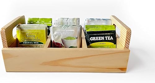Miniatura 2 de Elegante organizador de caja de té con asa para restaurantes y hogares, organizador de té y caja de té decorativa, recipiente de almacenamiento de