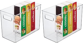 InterDesign iDesign Kitchen Binz BPA-Free Plastic Tall Stackable Organizer with Handles - 5" x 10" x 8", Clear (Pack of 2)