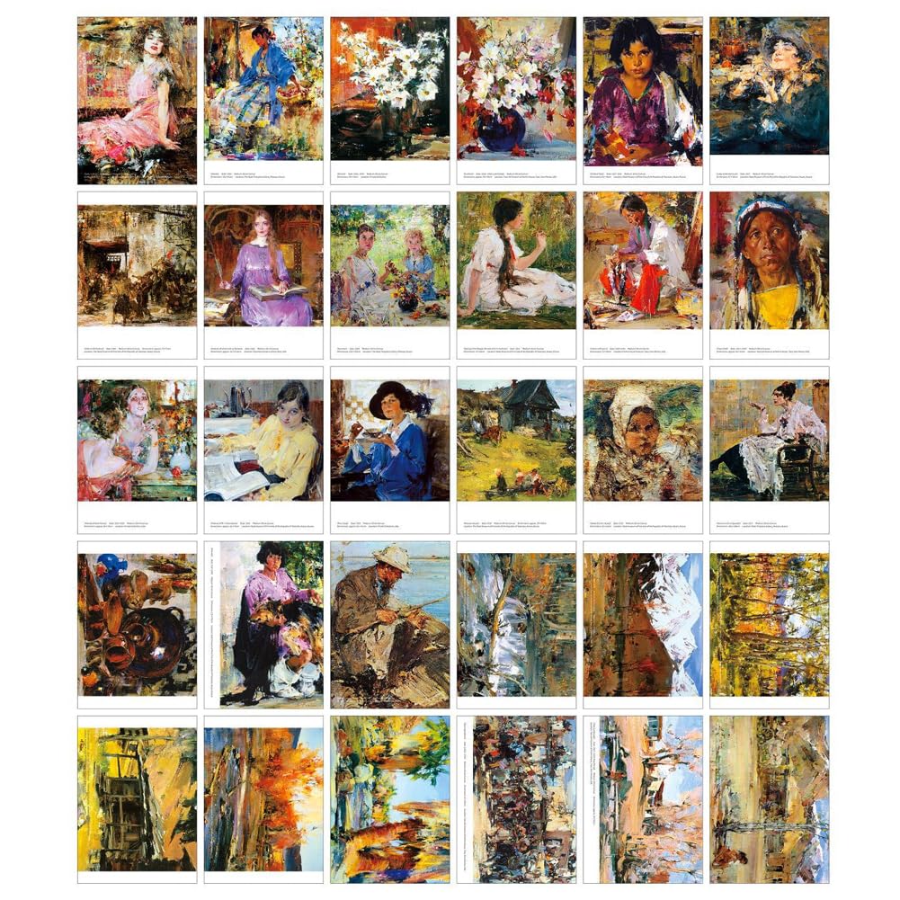 HOSTEESSCHOICE Beautiful Art Postcards set of 30 Russian Artist Nicolai Ivanovich Fechin Post card variety pack Famous Painting Scenery