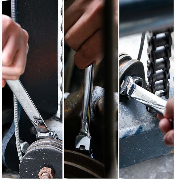 Qnkaa Flexible Ratchet Wrench Set 8pcs 9-17mm Spanner Gear Ring Ratcheting Combination Flexi Wrenches Kit Metric Flex Head