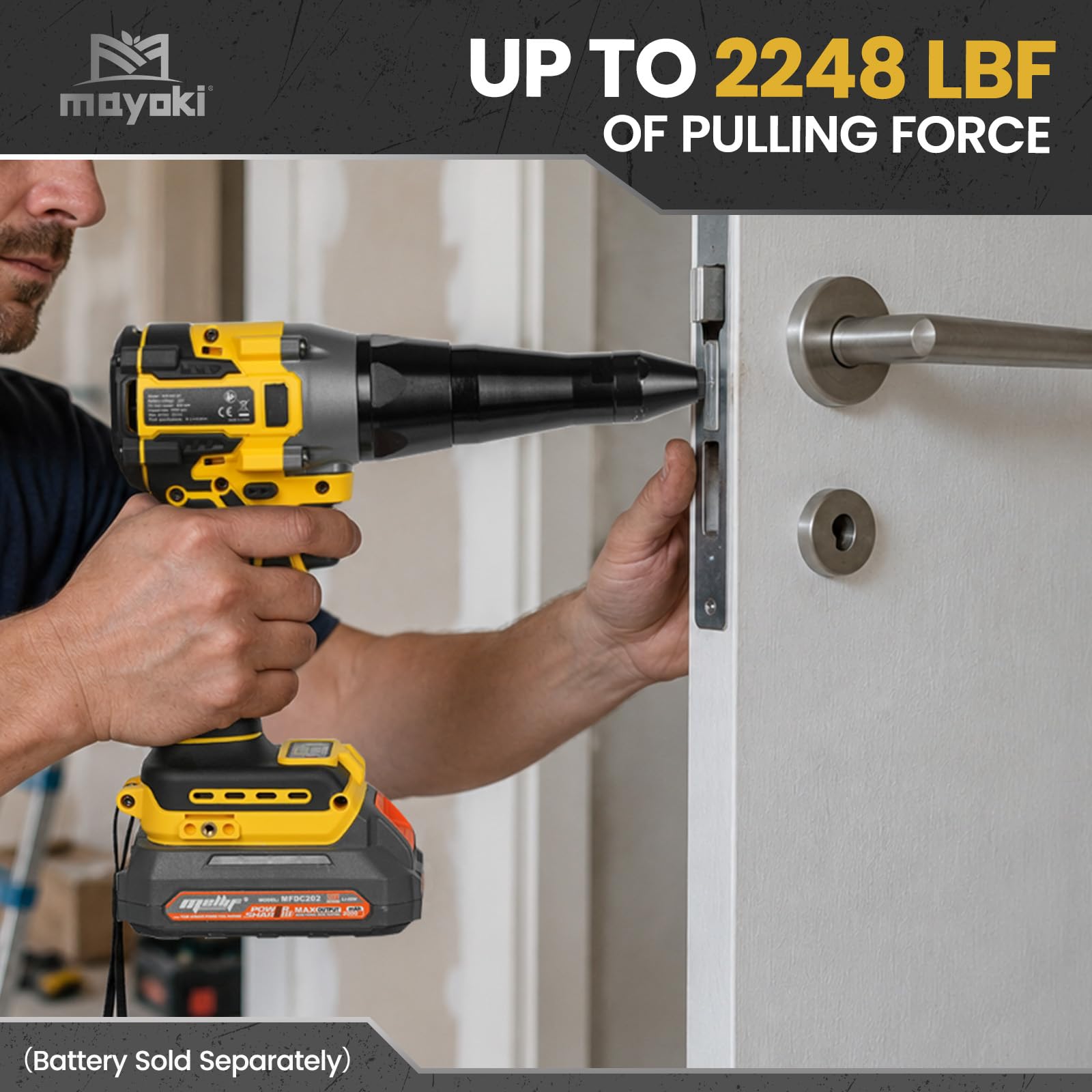 Akku-Nietpistole, kompatibel mit Dewalt 20 V MAX Akku (nur Werkzeug), 2248 Lbf bürstenloses elektrisches Nietwerkzeug, Popnietwerkzeug, Nietzange