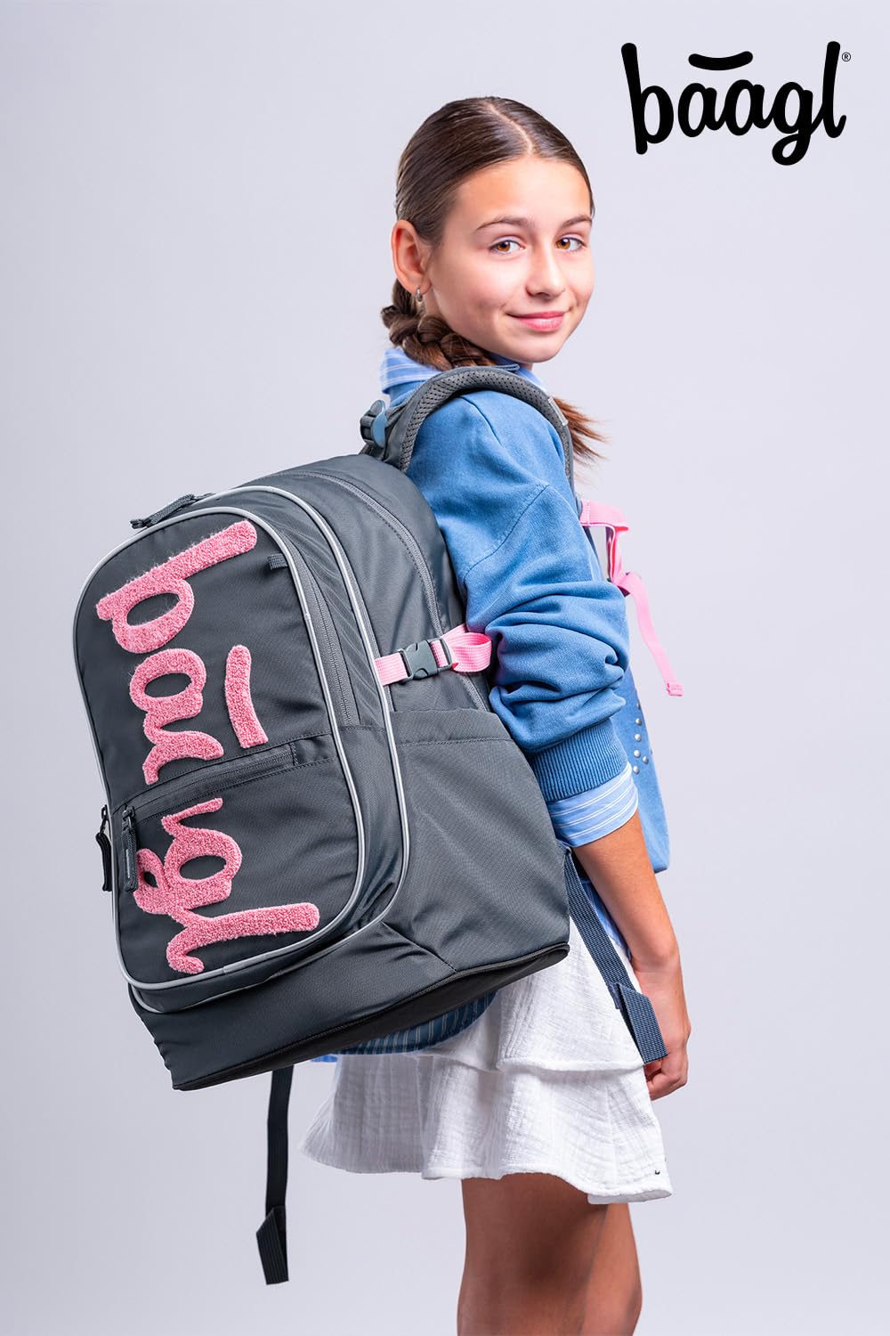 Baagl Zaino per la scuola, set da 3 pezzi, borsa per la scuola elementare, scuole elementari con cintura toracica, zaino ergonomico per la scuola