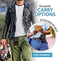 Vista 6 de Hengwin Funda de cuero genuino para teléfono celular para cinturón, funda para cinturón para iPhone 17 Pro 16e 15 Pro 14 Pro 13 Pro 12 Pro Samsung