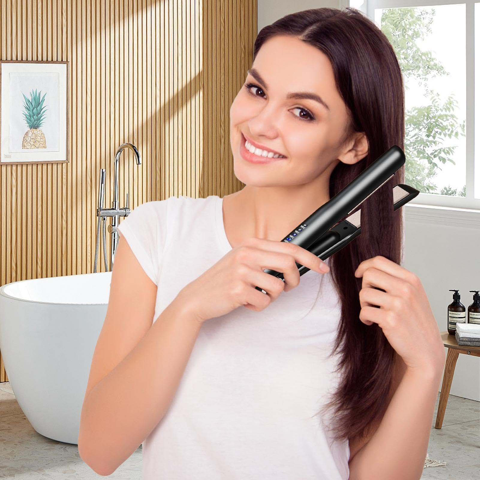 Piastra lisciante senza fili, piastra per capelli portatile senza fili | Bacchetta arricciacapelli piccola senza fili Meno Strumenti per lo styli