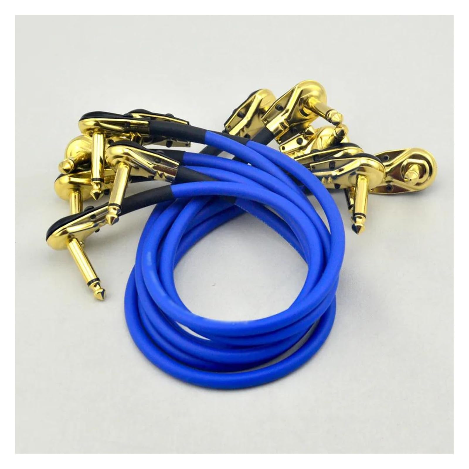 Professionelles Gitarren-Audiokabel 6 Stück Blaues 30 cm Rechtwinkliges 1/4 Mono-Gitarren-Effektpedal-Board-Kabel-Patchkabel Für Effektpedale