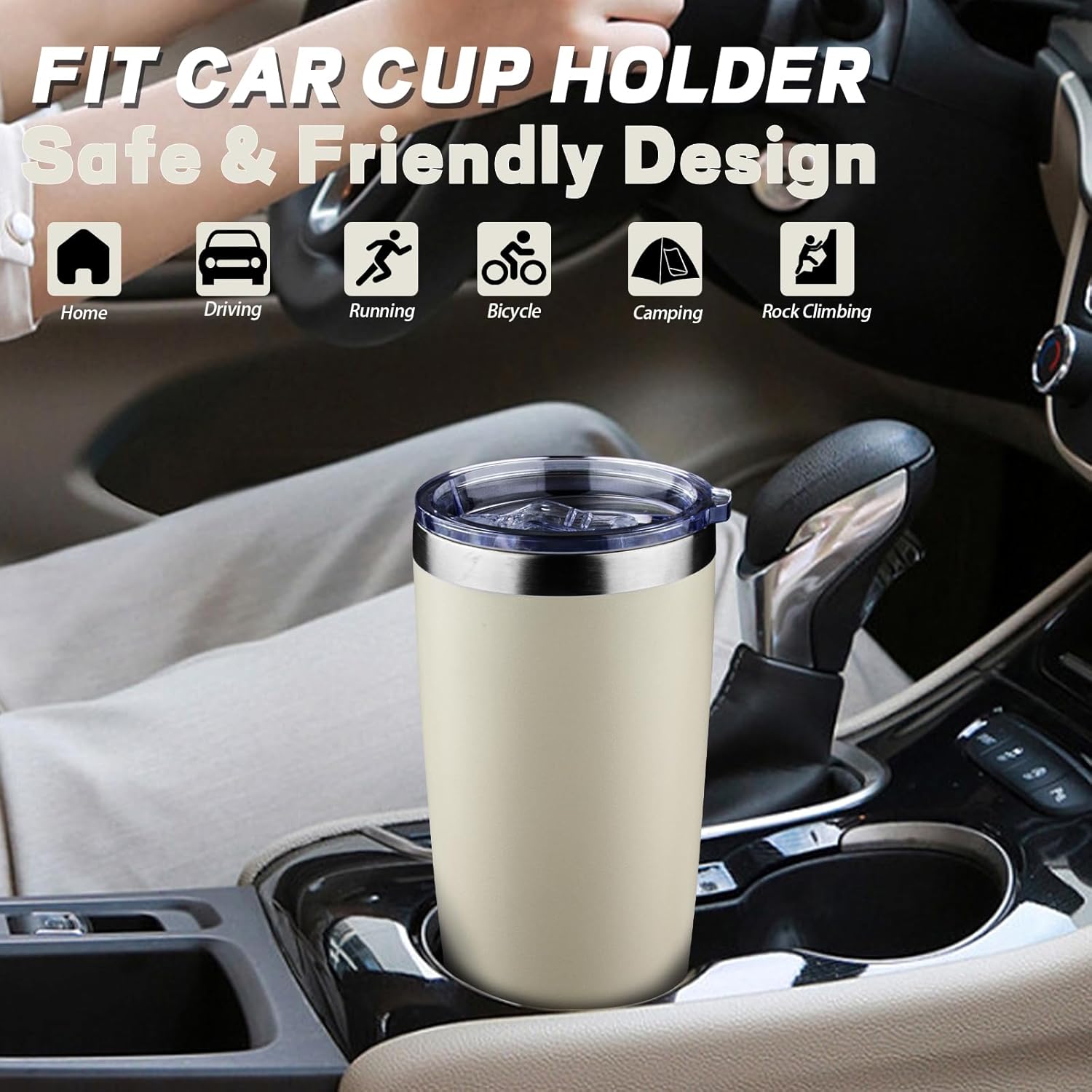 20 oz Tumbler with Lids and Straws, Stainless Steel Insulated Coffee Tumbler, Double Wall Vacuum Insulated Travel Mug Cup, Leakproof Thermal Coffee Cup for Hot and Cold Drinks (cream) - Image 6