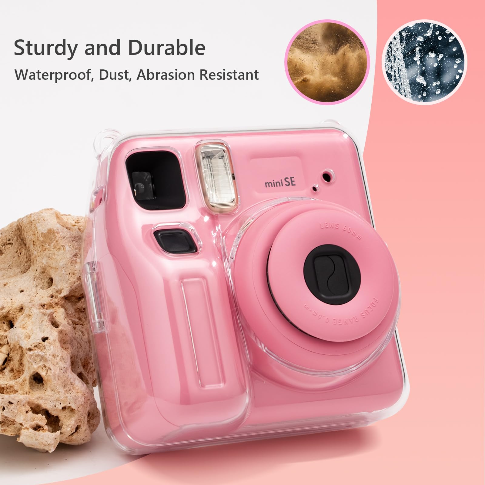 MUZIRI KINOKOO Custodia Rigida Trasparente Per Fujifilm Instax Mini SE: Protezione In Policarbonato Con Tasca Per 10 Foto E Tracolla