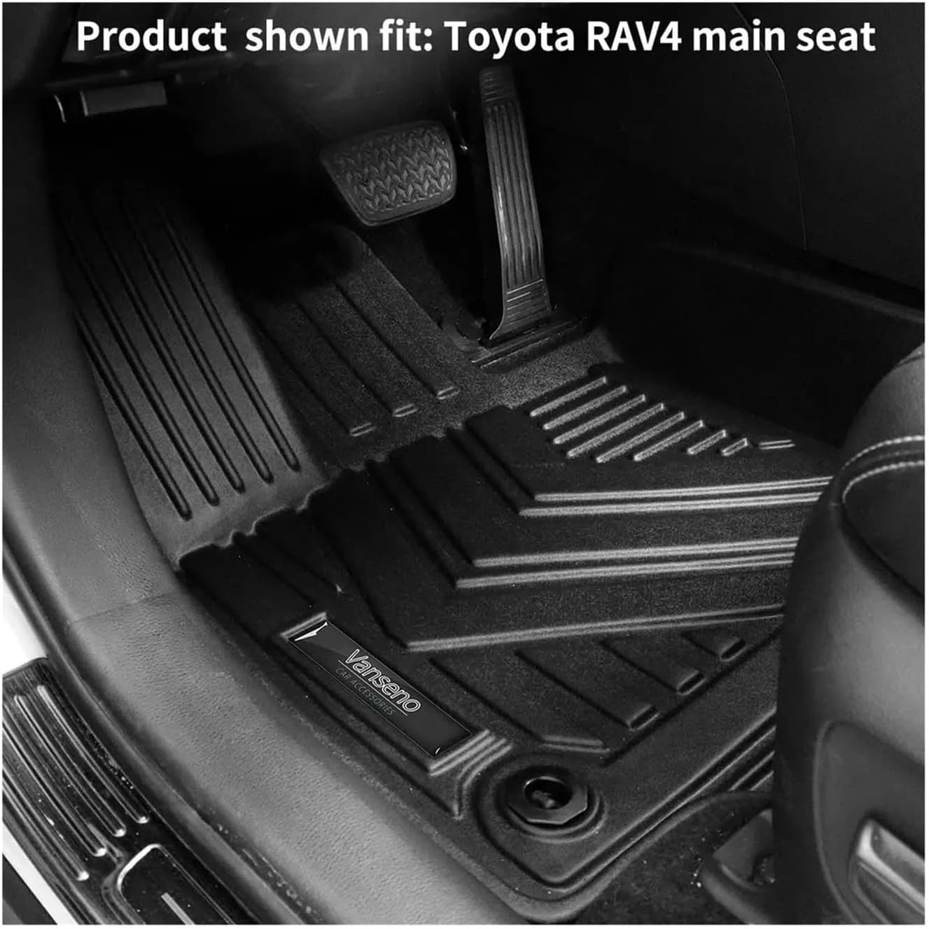 Car Floor Mat and Cargo Liner +Backrest Mat Compatible Compatible with 2020-2024 Toyota Rav4 Floor Mats Trunk Liners Back Seat Cover TPE Mat(Full Set LHD,Hybrid)