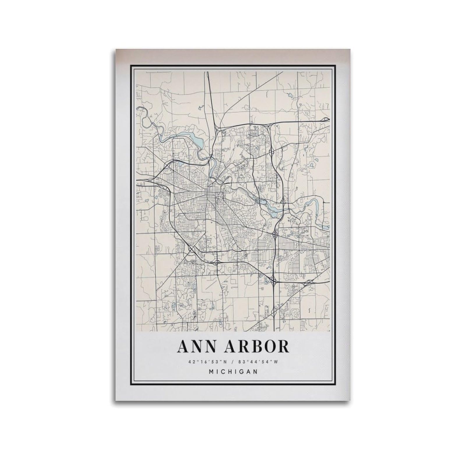 xiaoxiaoshen Ann Arbor Michigan Map Canvas Poster Wall Art Prints Room Aesthetic Murals Bedroom And Living Decorations 12x18inch(30x45cm)