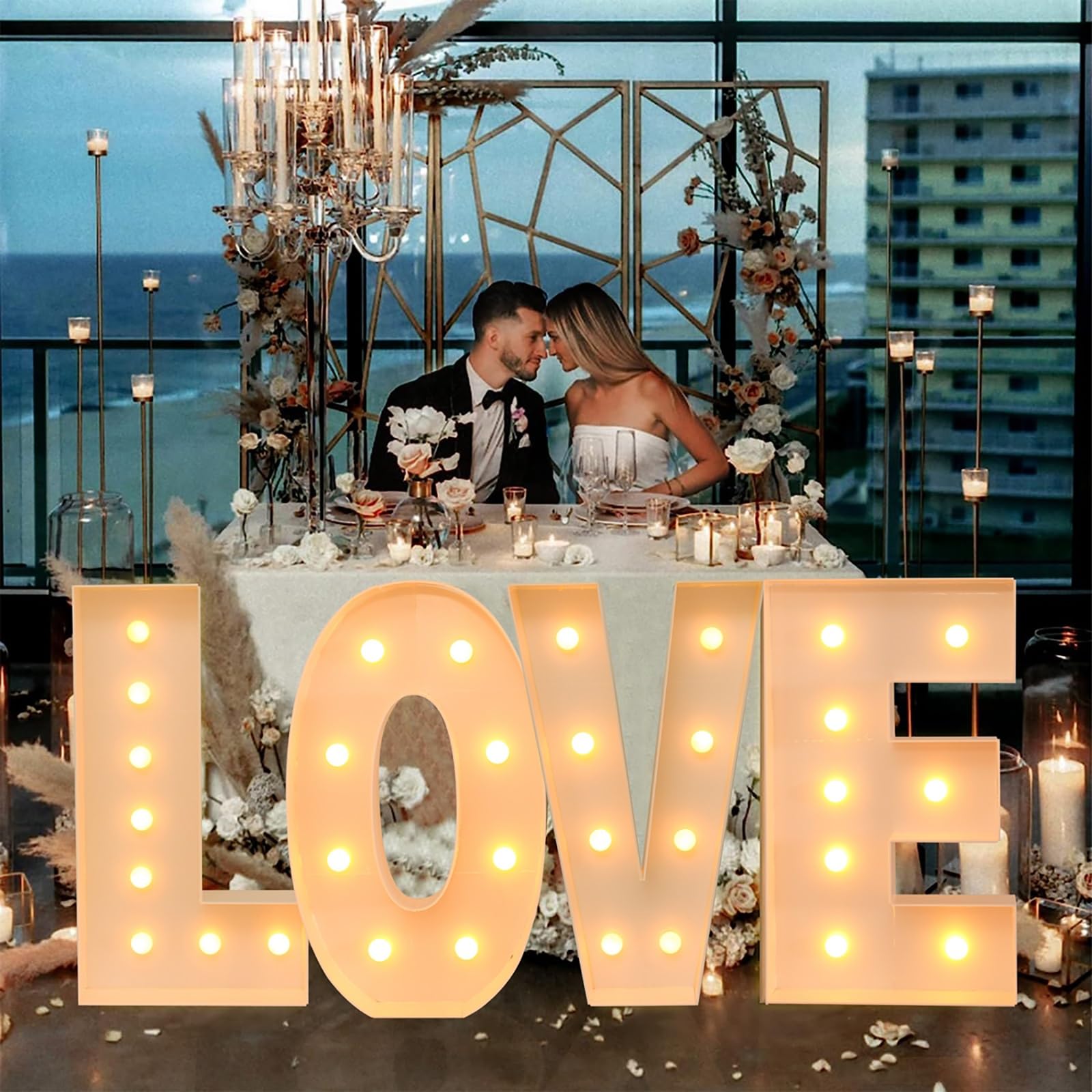 Panneau Géant Romantique Love Lumineux, Lettres Lumineuses for Anniversaire, Saint-Valentin, Mariage, Demande en Mariage(70cm)