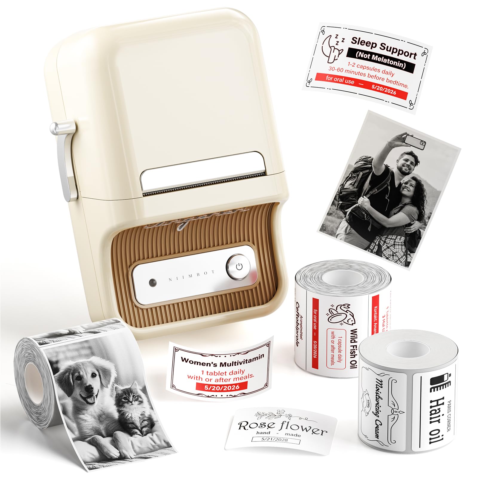 NIIMBOT B21 Pro Label Maker, 300DPI HD Label Printer Come with 3 Roll Label