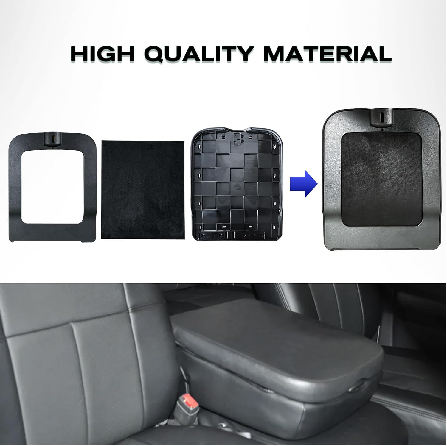 Center Console Armrest Lid Compatible with Dodge Ram 1500 2500 3500 2002 2003 2004 2005 Replaces# WP051DVAA Leather Material (Black)