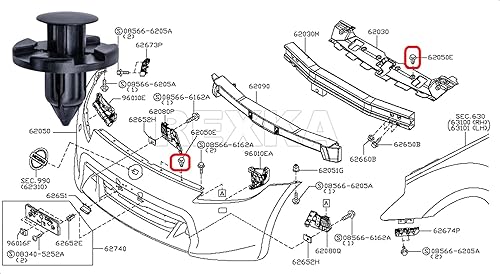 Miniatura 7 de Rexka Juego de 45 piezas de arandelas de retención para guardabarros para Nissan Infiniti Armade Juke Murano Rogue QX56 QX80 01553-09321 76882-JG10A