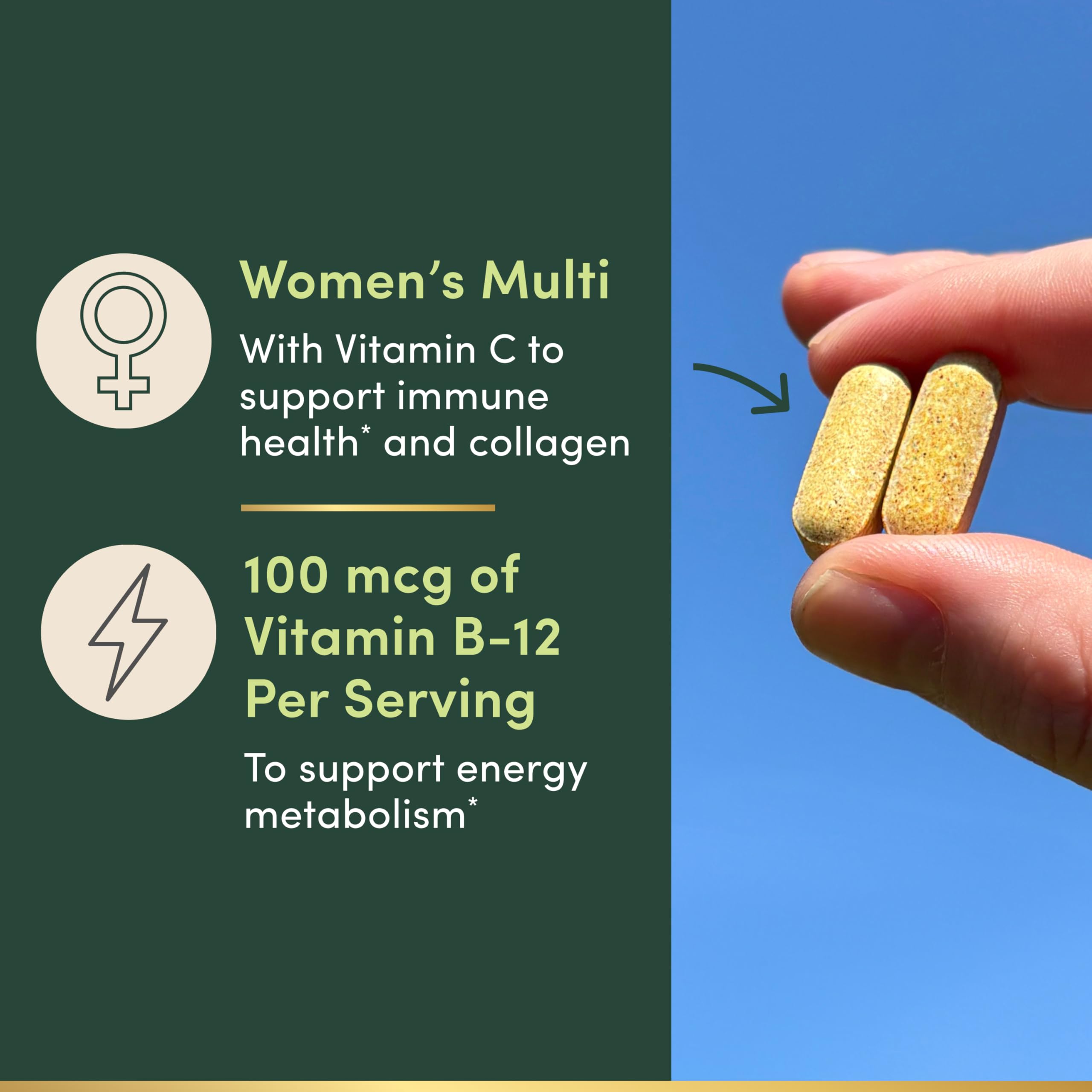 Nature's Bounty High Potency Women’s Complete Multivitamin, Daily Vitamin with Vitamin C, Supports Heart Health & Immune Function, Essential Nutrition for Women, 120 Caplets