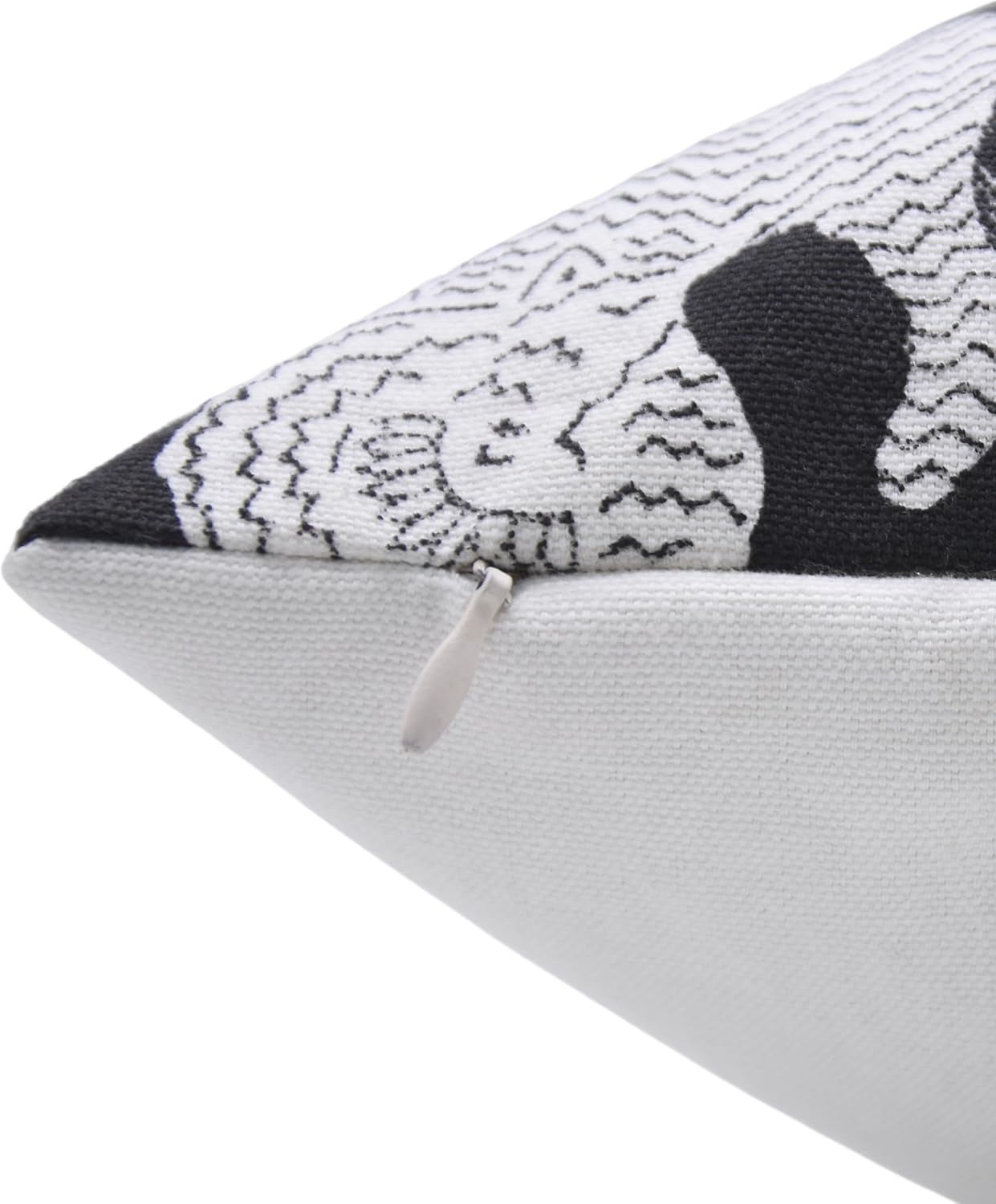 Block Print Thick Cotton White 18x18 Throw Pillow Covers, Handmade Vintage Pillow Covers for Sofa and Couch, Floral Print Outdoor Cushion Cover with Boho Home Decor (Mushak, Black)