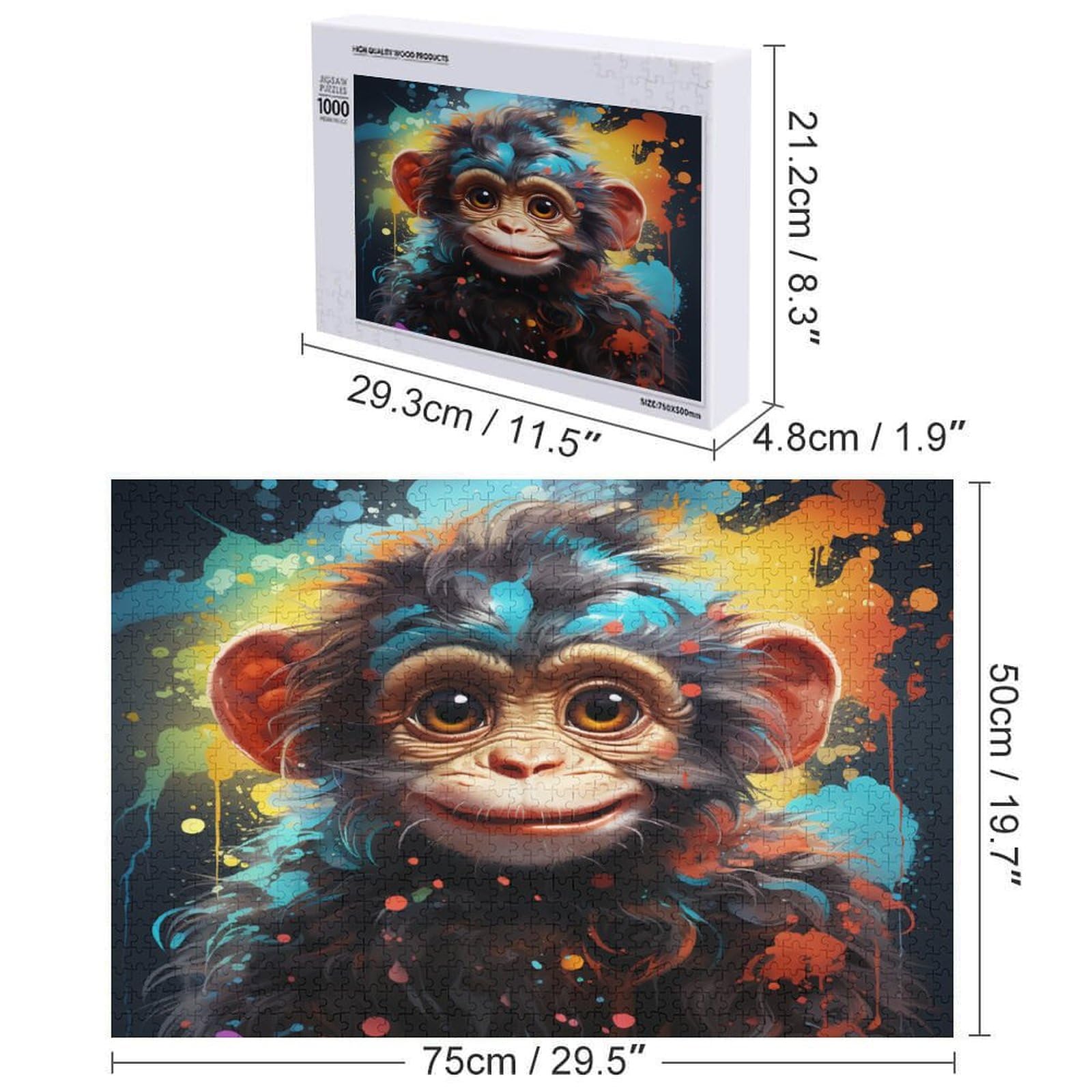 Puzzle De Madera De 1000 Piezas – Llama Colorida, 75x50 Cm, Para Adultos Y Jóvenes +14 Años, Mejora Memoria Y Concentración