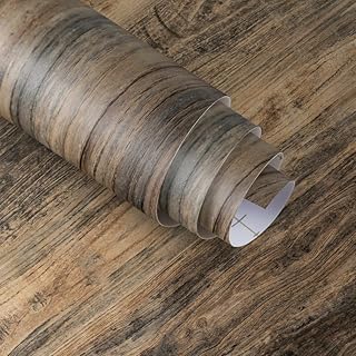 Distressed Wood Wallpaper Peel and Stick Wallpaper 24"x236" Large Size Wood Grain Contact Paper for Cabinets Waterproof Self Adhesive Wood Wall Paper for Bedroom Bathroom Kitchen Countertops