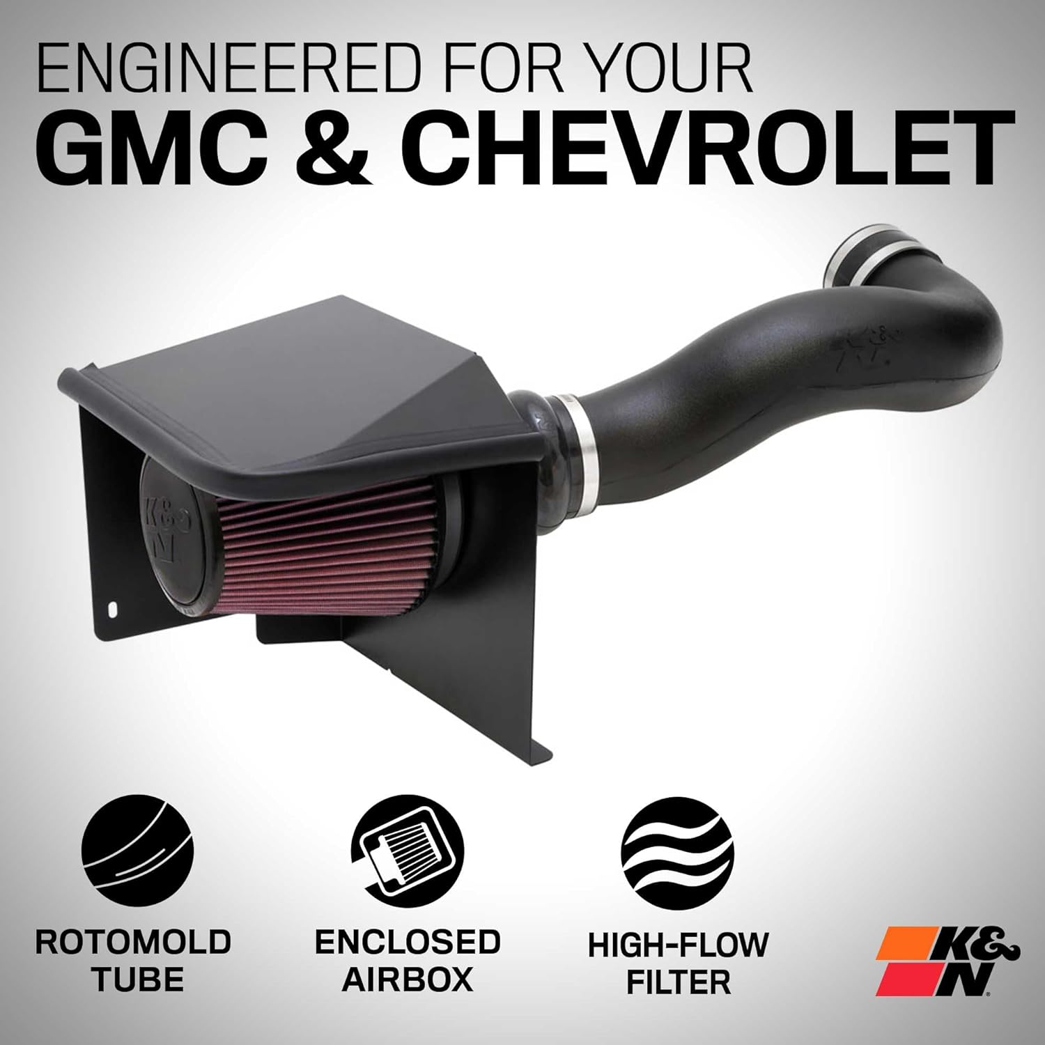 K&N Cold Air Intake System: High-Flow Air Filter, Increase Performance & Towing: Compatible with 2007-2008 Chevy/GMC/Cadillac Silverado, Suburban, Tahoe, Sierra, Yukon, Escalade, Avalanche, 57-3058