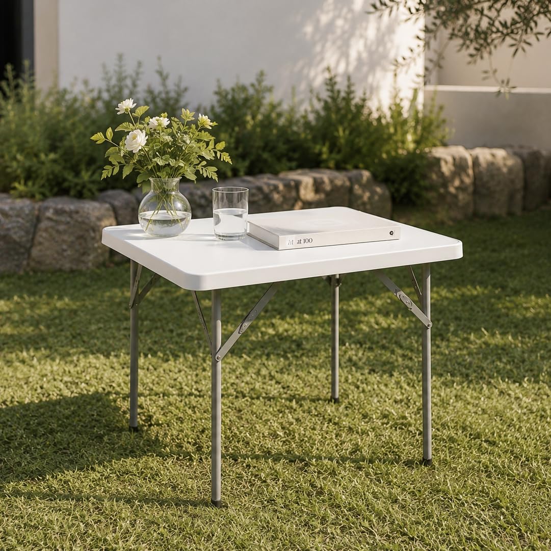 Mesa Plegable Compacta NIXGARDEN para 4 Personas, Mesa Portátil de 84 cm, con Estructura de Acero, Ideal para Comedor, Oficinas y Eventos