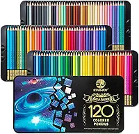 SJ STAR-JOY 120 lápis de cor Gold Edition para colorir adultos com apontador, lápis de cor premium para mistura de sombreamento em camadas, para desenho de artistas, lápis de cor à base de óleo