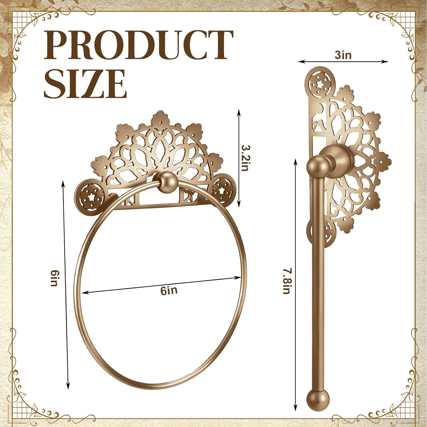 Chunful 2 Pcs Antique Brass Toilet Paper Holder and Hand Towel Holder Antique Brass Bathroom Accessories Set Towel Ring Tissue Toilet Roll Rack Retro Bathroom Hardware for Kitchen Home, Wall Mounted