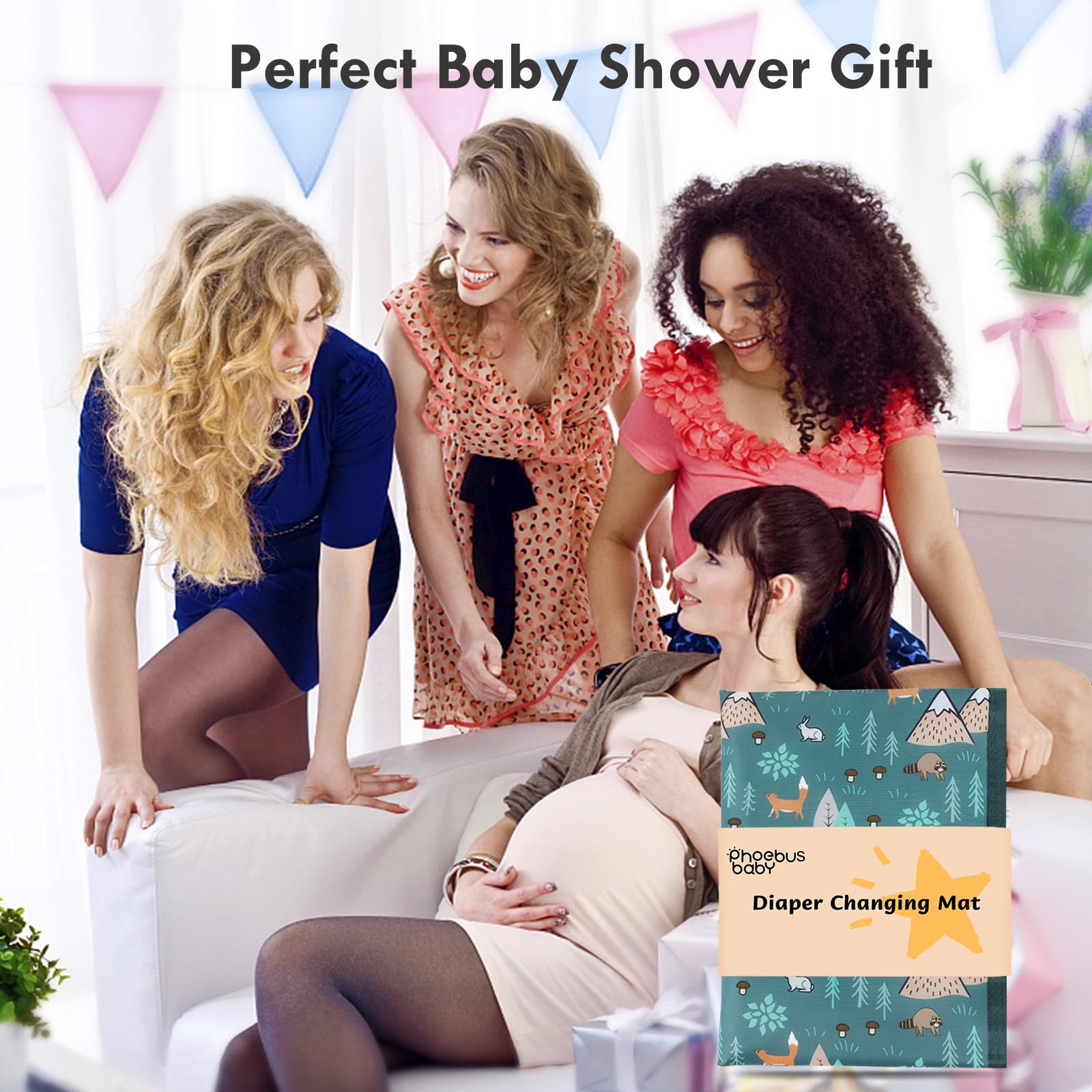 Tragbare Wickelunterlage für Babys, wasserdicht, kompakt, mit Handschlaufe, abwischbare Reise-Wickelunterlage für Wickeltasche, Geschenke für Babyparty von PhOEBUS BABY (Woods)