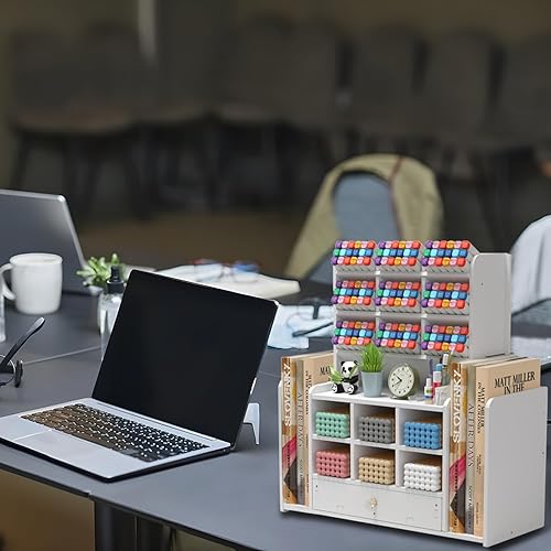 Miniatura 2 de Organizadores de escritorio, organización, 15 compartimentos de clasificación, organizador de bolígrafos para escritorio, con 2 soportes para