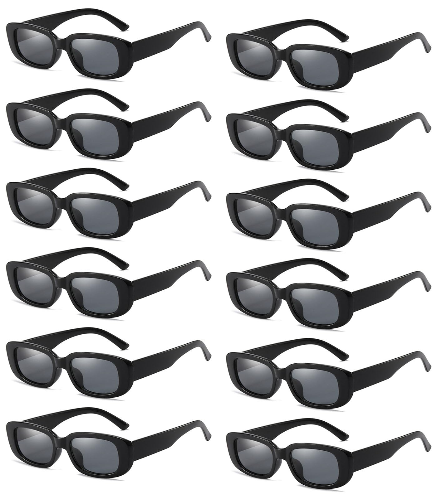 Paquete de 12 lentes de sol rectangulares de color a granel de los años 90 Y2K para despedida de soltera