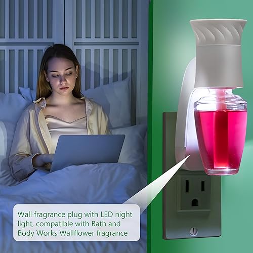 Miniatura 6 de Saillong Fragancia de pared con luz nocturna compatible con fragancia WallFlower de Bath and Body Works, con diseño de enchufe giratorio, enchufe