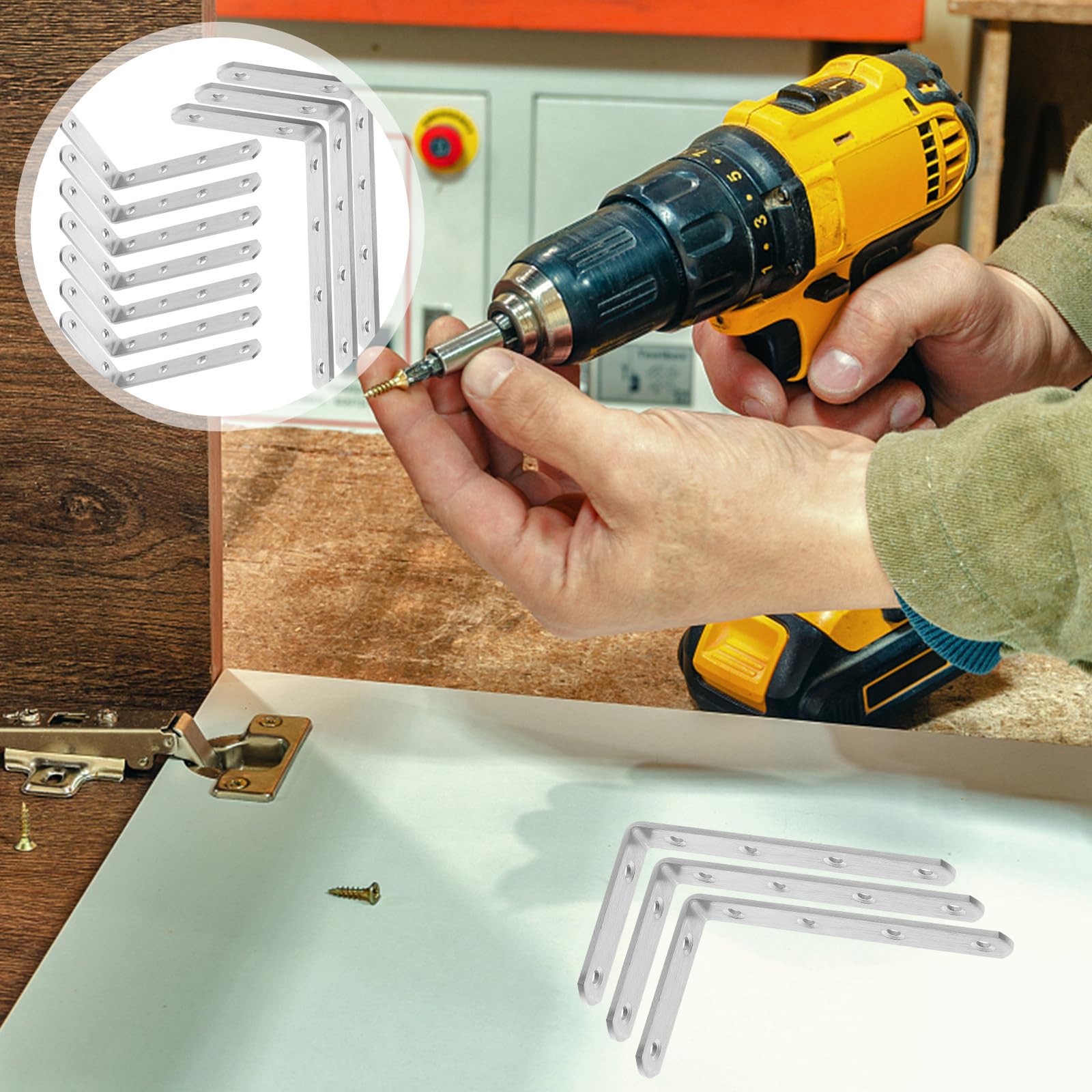 DOITOOL 10 Stück Teiliges Edelstahl Winkelverbinder Metallhalterung mit Schrauben Stabile Regalhalter Wandhalterung für Holzregale Möbelreparatur und Verstärkung