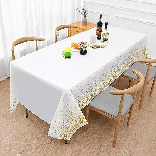 Miniatura 3 de Mantel de plástico desechable de alta calidad para mesas rectangulares de 54 x 108 pulgadas, mantel decorativo para fiestas, cumpleaños, eventos,