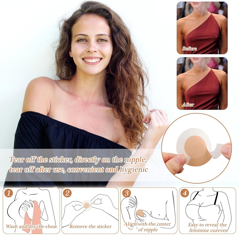 Copricapezzoli Invisibili Monouso - Adesivi Trasparenti Per Donna | Forma Rotonda E A Fiore | Confezione Multicolor - Foto 7