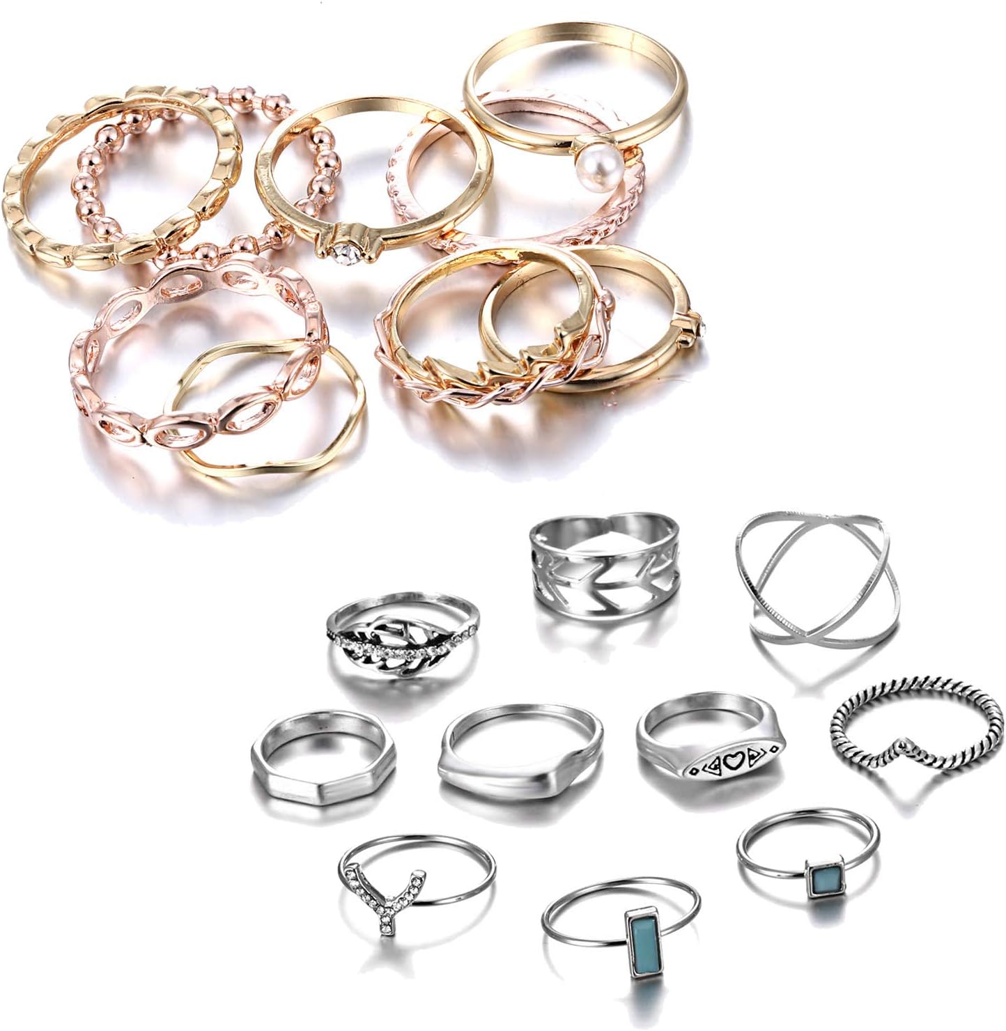 RINHOO FRIENDSHIP10PCS Bohemian Retro Vintage Crystal Joint Knuckle Finger Rings Sets