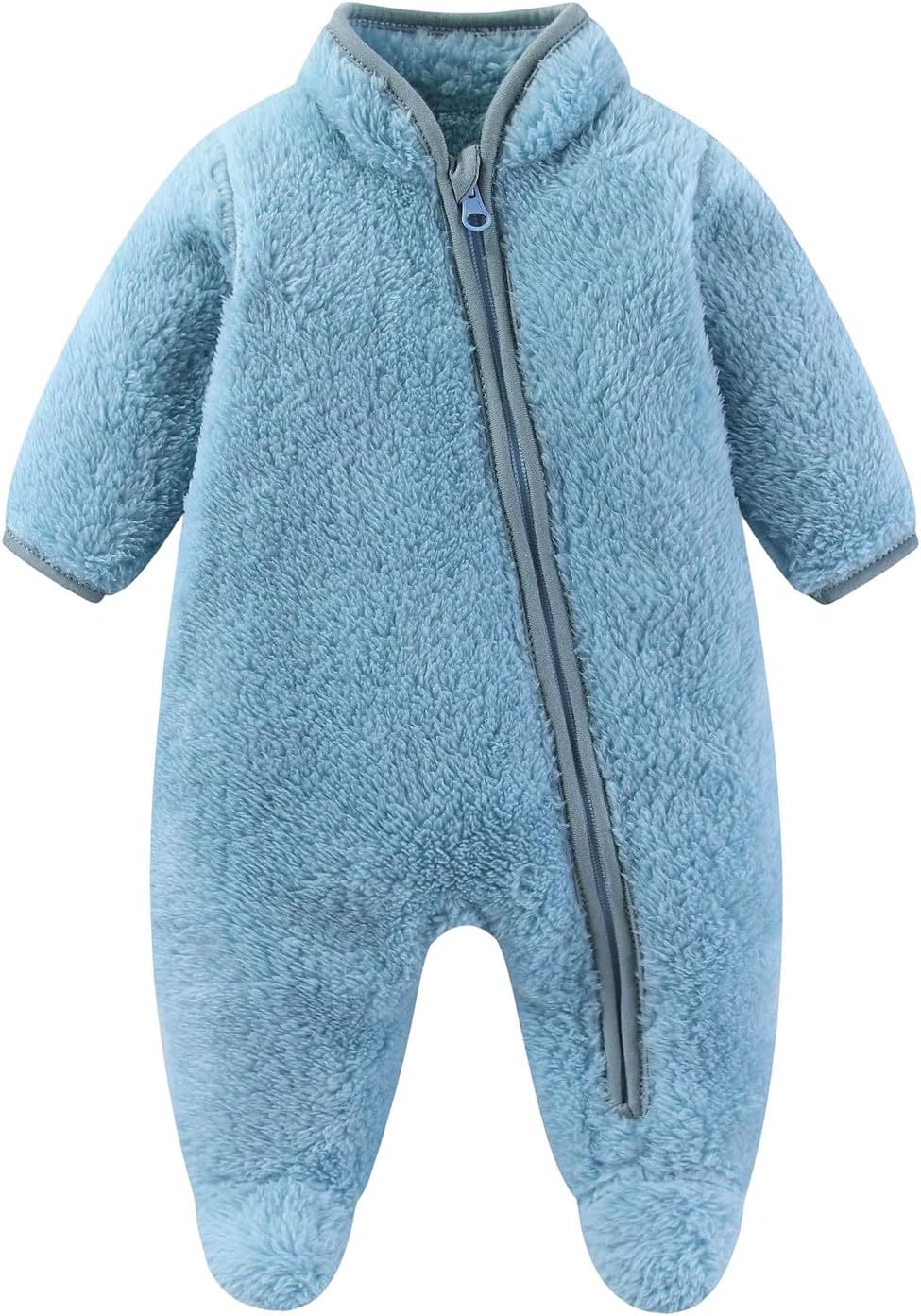Cambkatl Newborn Baby Clothes Fleece Soft Stand Collar Onesie Romper Fuzzy Long Sleeve Jumpsuit for 3-18 Months