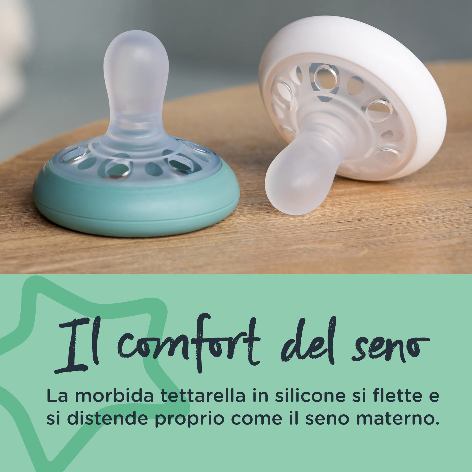 Tommee Tippee succhietto simile al seno, confezione da 0-6 mesi da 2 succhietti con tettarella simile al seno, design simmetrico e senza BPA