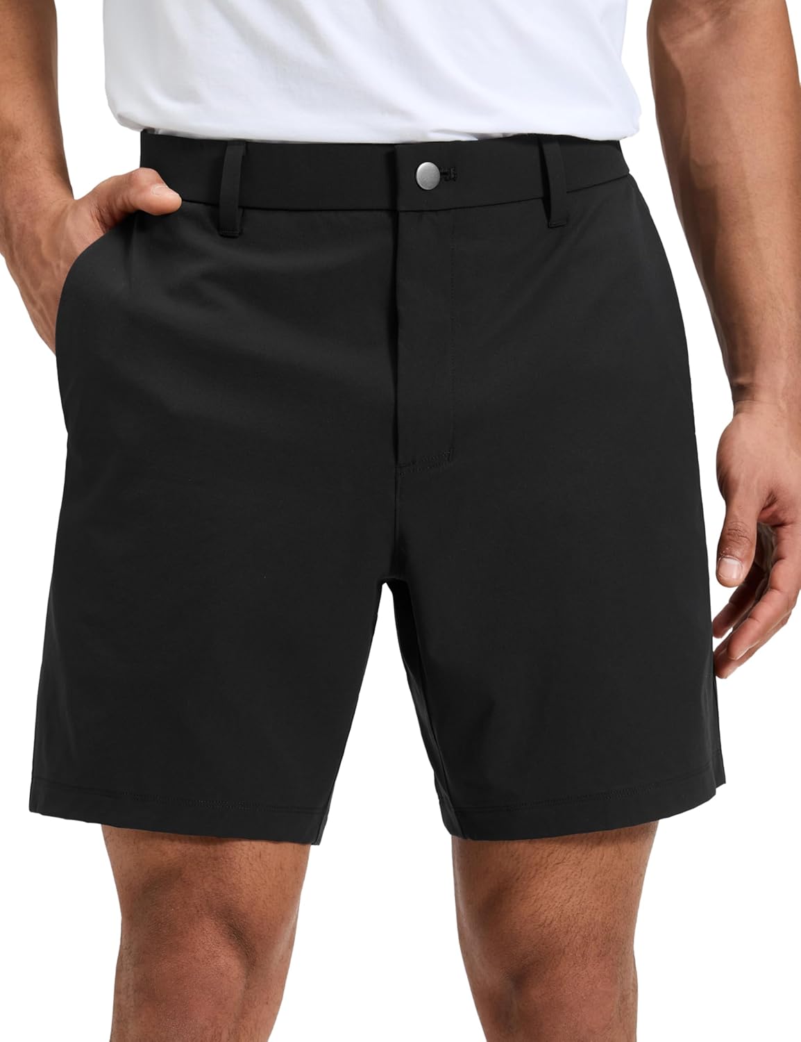 CRZ YOGA Breeze Comfy Golf Shorts for Men - 7" Lightweight Quick Dry Casual Athletic Work Flat Front with Pockets