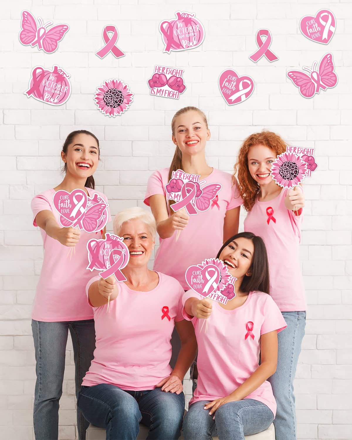 Breast Cancer Awareness Decorations Honeycomb Centerpiece,8 PCS