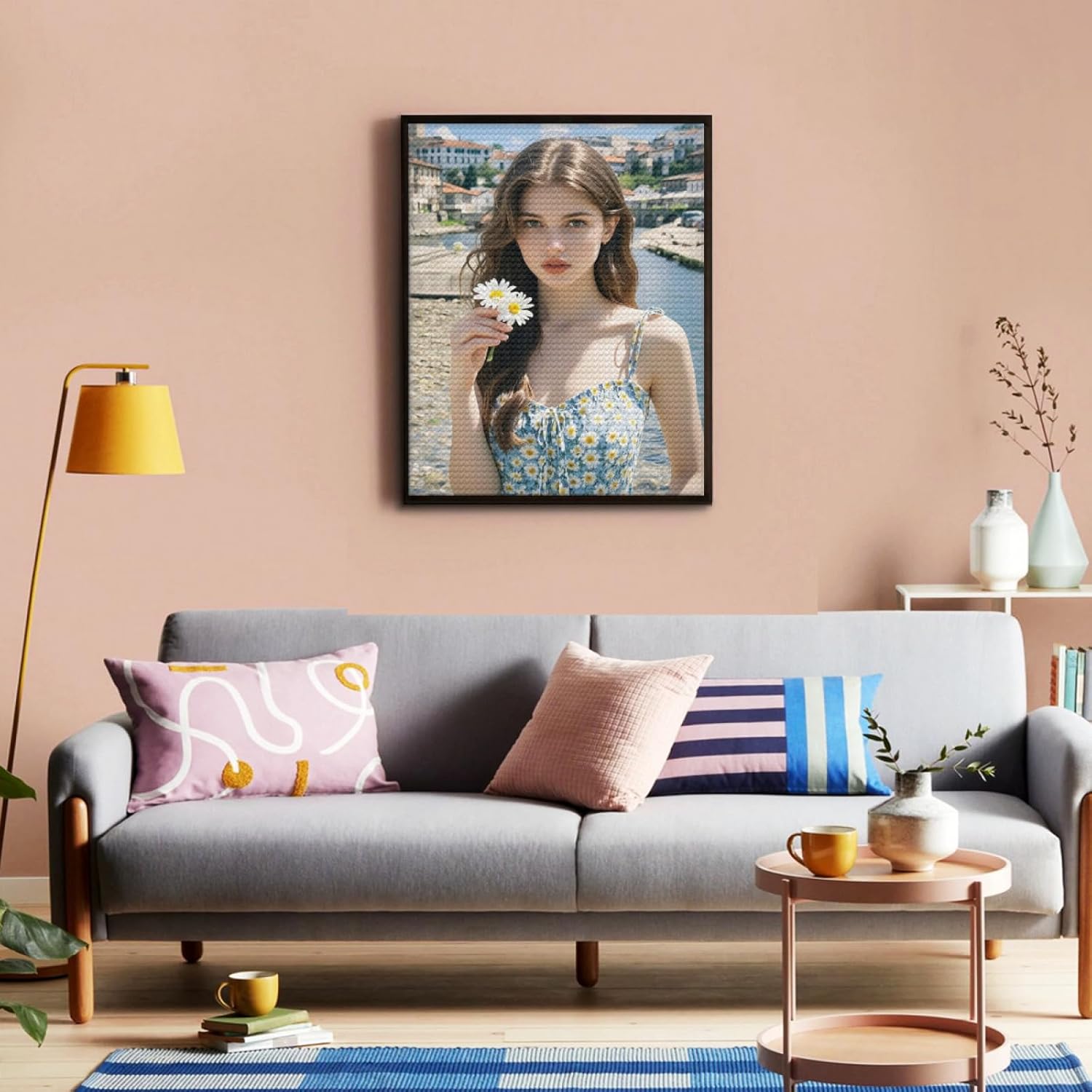 Custom Diamond Art Kits for Adults, Personalized 5D Diamond Painting Kits,DIY Paint with Round Full Drill Diamond Dots Gem Painting DIY Your Own Photo,Home Decor 20x24 in