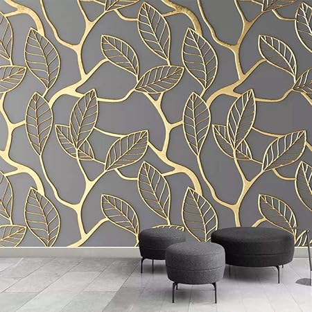 SIBUHUAU Papel tapiz Mural 3D Tridimensional Hoja dorada Arte creativo