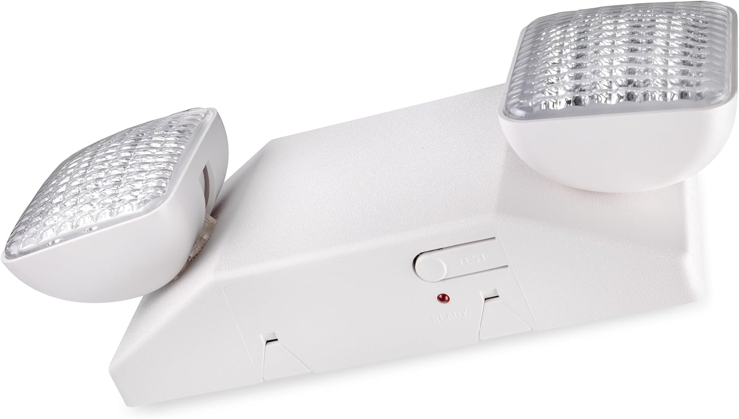 Maxlite EML-2HSQW Emergency Light LED Fixture - 2 Square Heads, Battery Backup, 120V/277V Dual Voltage, White Thermoplastic Housing, UL924 Listed, Damp Location