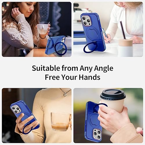 Miniatura 10 de Flodsw Funda para iPhone 15 Pro compatible con MagSafe, funda magnética más fuerte 15 Pro con soporte, protección militar contra caídas PC+TPU funda